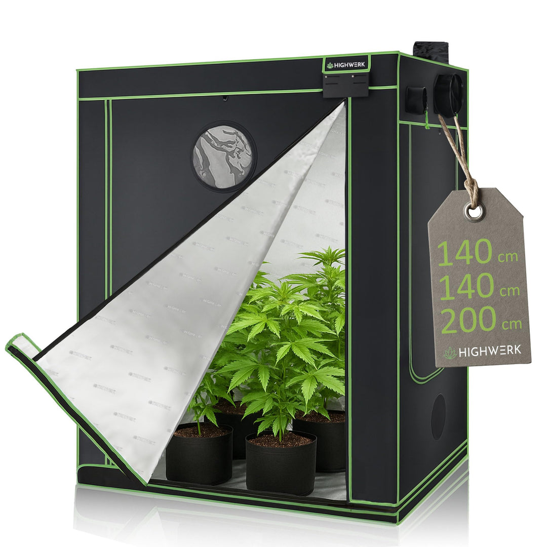 Growzelt 140 x 140 x 200 cm | Indoor Grow Tent für Pflanzenzucht | schwarz grün | Growbox, Homegrow,
