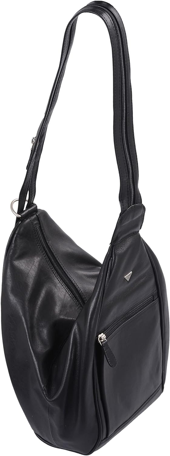 Rucksack LOUANA in Echt-Leder, schwarz, 20x33x12cm