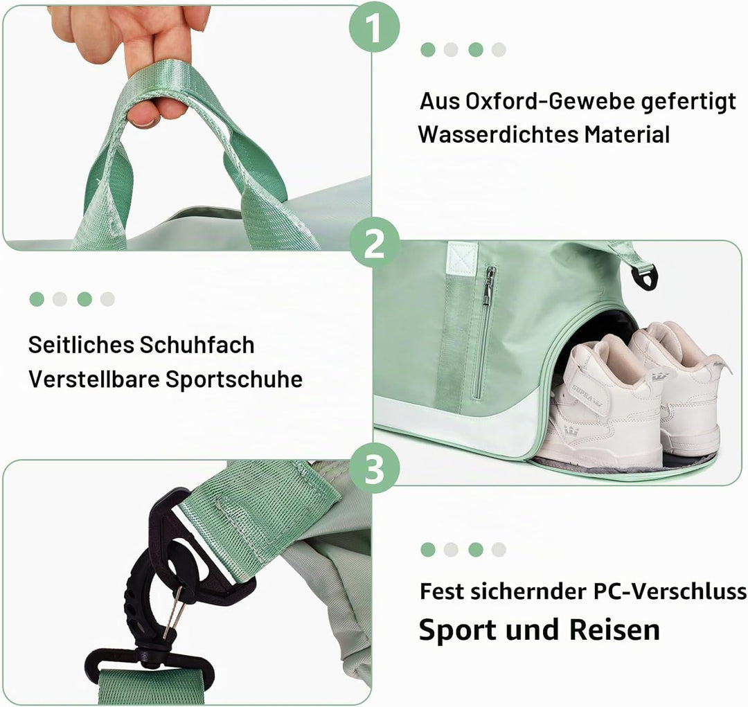 Sporttaschen Reisetasche für Damen Herren, Tasche für Sport Yoga Reisen, wasserdichte Trainingstasch