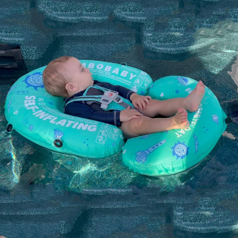 HECCEI Schwimmring Baby mit Sonnendach, Mambobaby Autom Aufblasbare Baby Schwimmhilfe, Kompaktes Fal