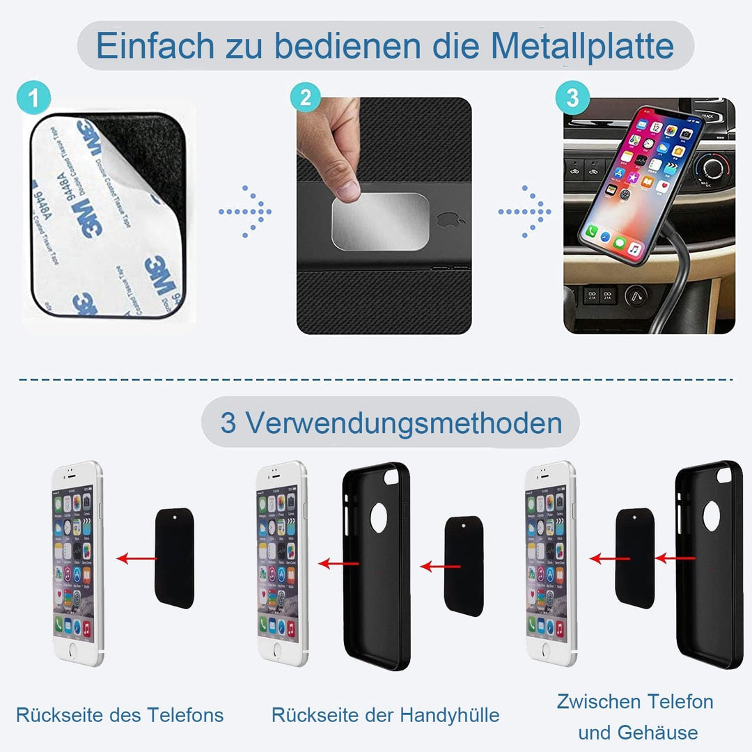 Metallplatte Metallplättchen Handy, 6 Stück Ultradünne Metallplättchen Fuer Kfz Magnetische Handyhal