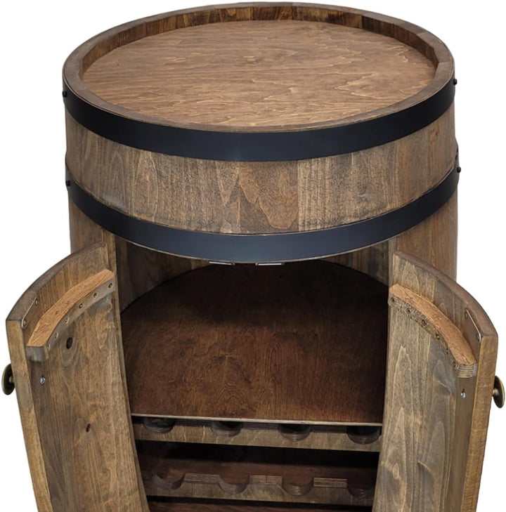 weeco Fassbar mit Tür und Weinregal. Hausbar Weinrack 80 cm. Rustikaler deko Barschrank Weinständer