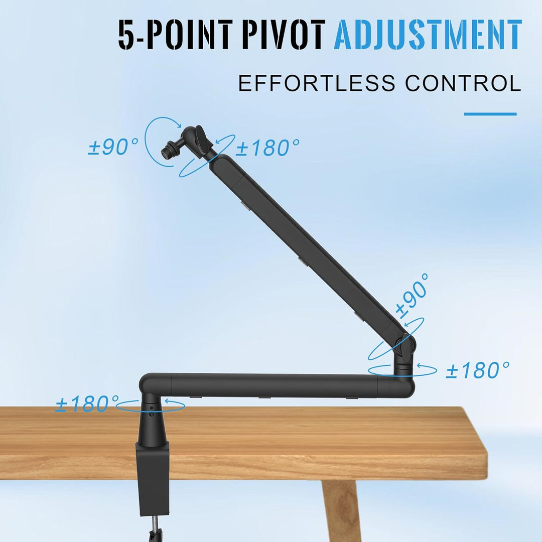 uyoyous Mikrofon Arm Verstellbarer 360° Aluminium Mikrofonständer für 3/8" 5/8" Adapte Mikrofon Halt