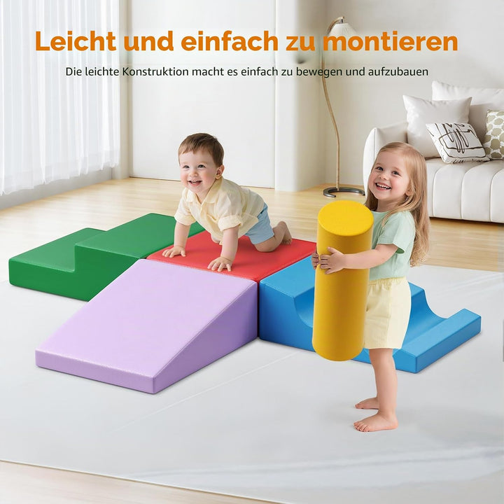 Baby-Schaumstoffbausteine, Softplay-Set für Kleinkinder von 1–3 Jahren, Baby-Kletterturm mit Rutsche