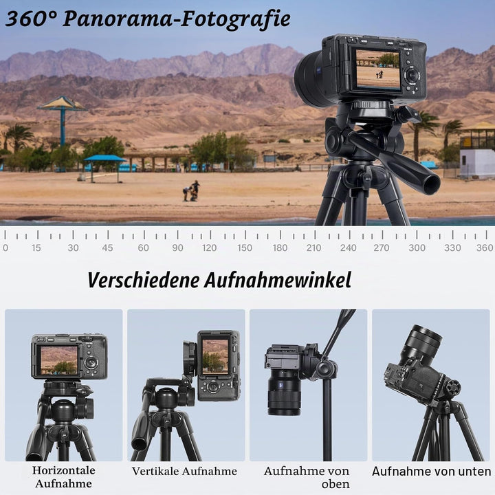 SIRUI Kamera Stativ 180cm, Aluminium Camera Tripod mit Telefonklemme Dreibein-Stative Fotostativ für