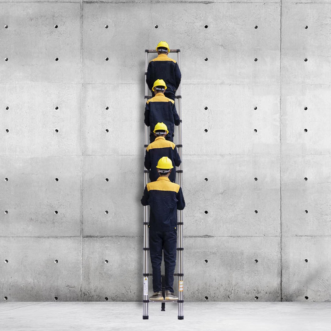 3,8M Teleskopleiter Edelstahl Leiter Klappleiter Ausziehleiter Stehleiter Rutschfester, Teleskop-Des