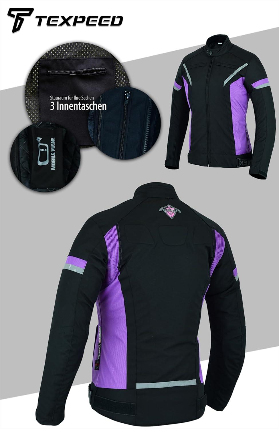 Damen motorradjacke mit protektoren für Sommer oder Winter - Textil wasserdicht motorroller motorrad