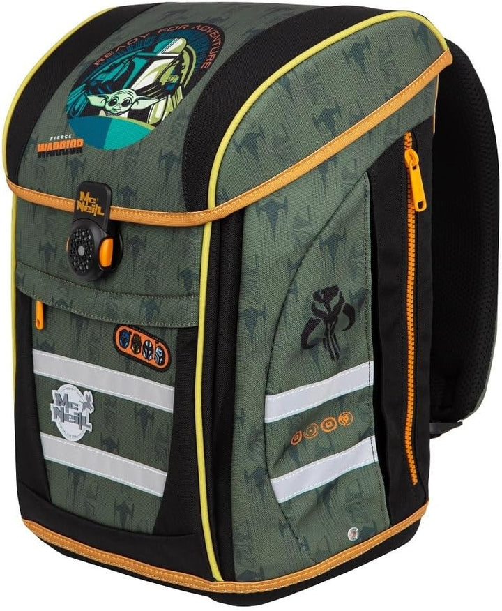 Familando - McNeill Teneris Schulranzen Set - 9-teilig mit Sporttasche - Star Wars Mandalorian- Ergo