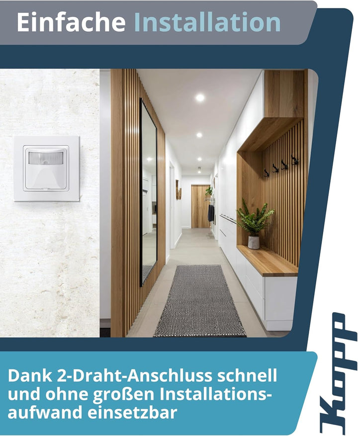 Kopp 808102014 INFRAcontrol 180 Grad, Komplettgerät, inkl. 1-Fach Abdeckrahmen (Design Paris), UP, I