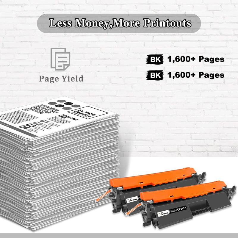 TOPRINT 17A CF217A mit Chip Kompatible Tonerkartuschen Druckkartuschen 2 Schwarz 1600 Seiten für HP