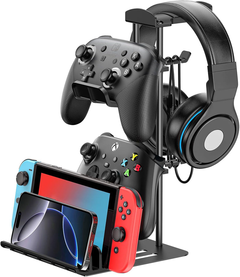 KDD Gaming Headset Ständer, Controller Halter & Kopfhörer Halterung Tisch, Headphone Stand mit Alumi