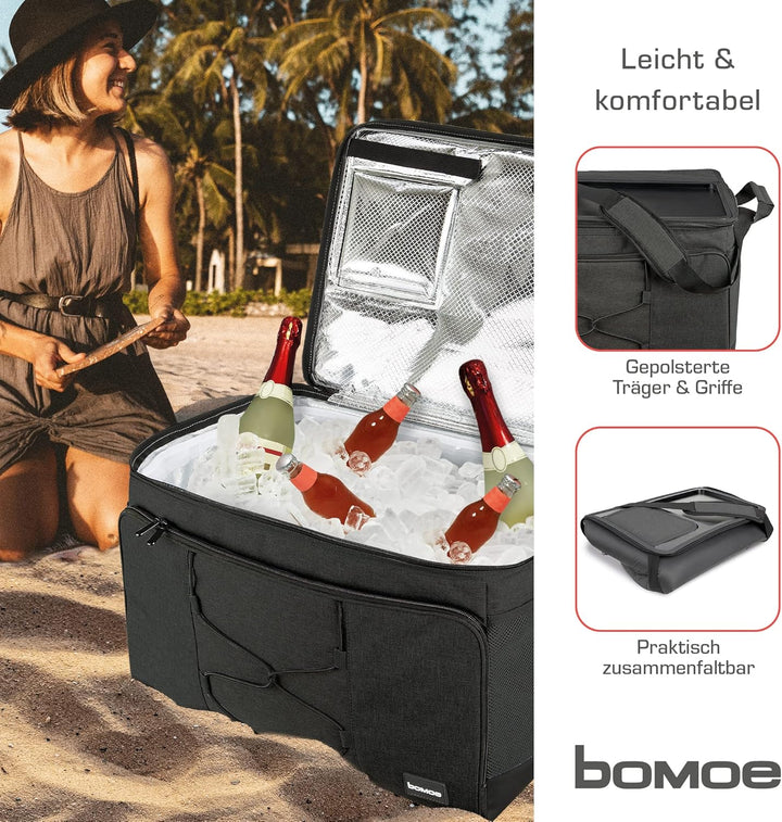 bomoe Kühltasche faltbar 25l/45l/52l - Outdoor Kühlbox 16h Kühlfunktion mit Trageriemen, wasserdicht