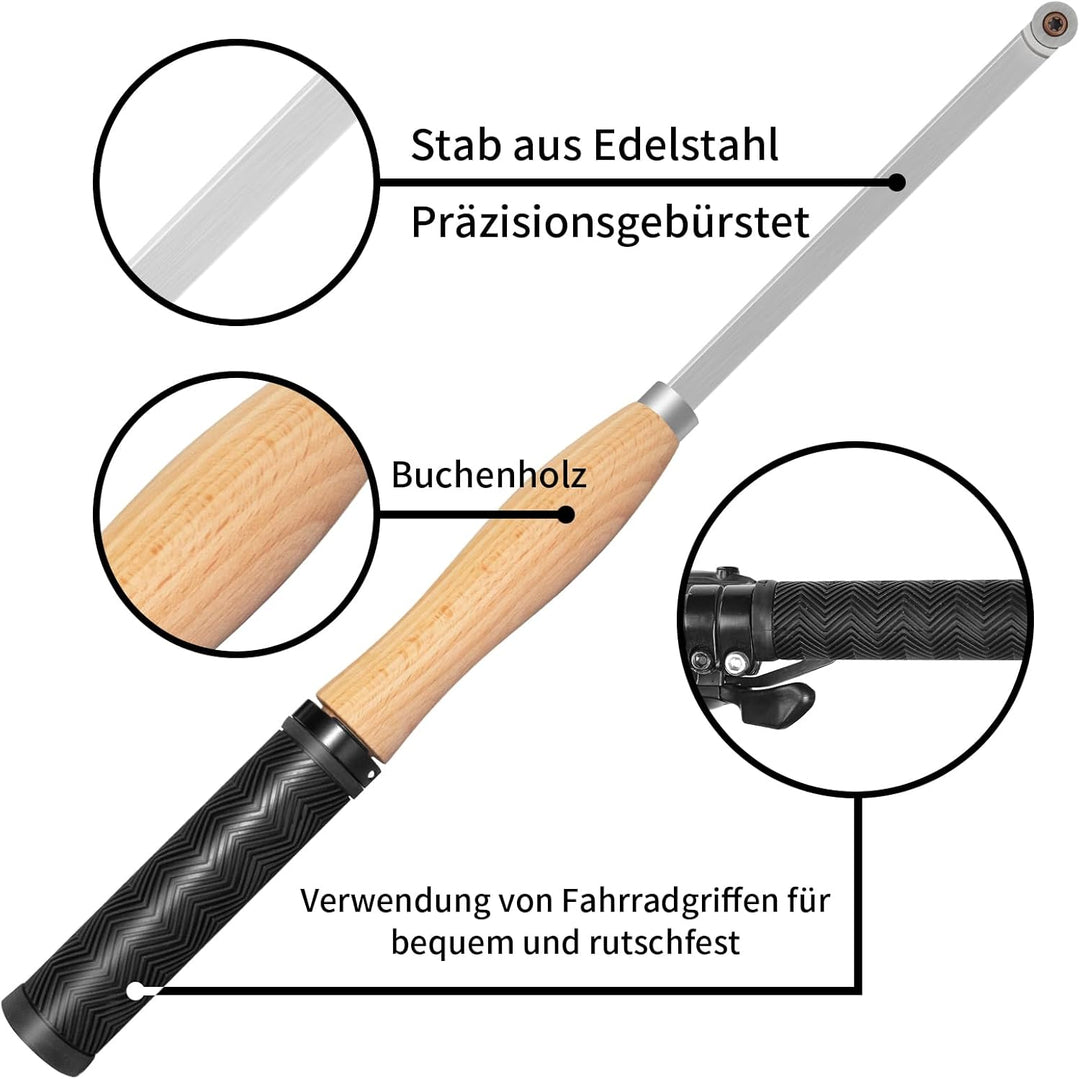 46.5cm Drechseleisen Set mit Hartmetall-Schneidplatten,4Stück Drechselmesser in Holzkoffer, rund und
