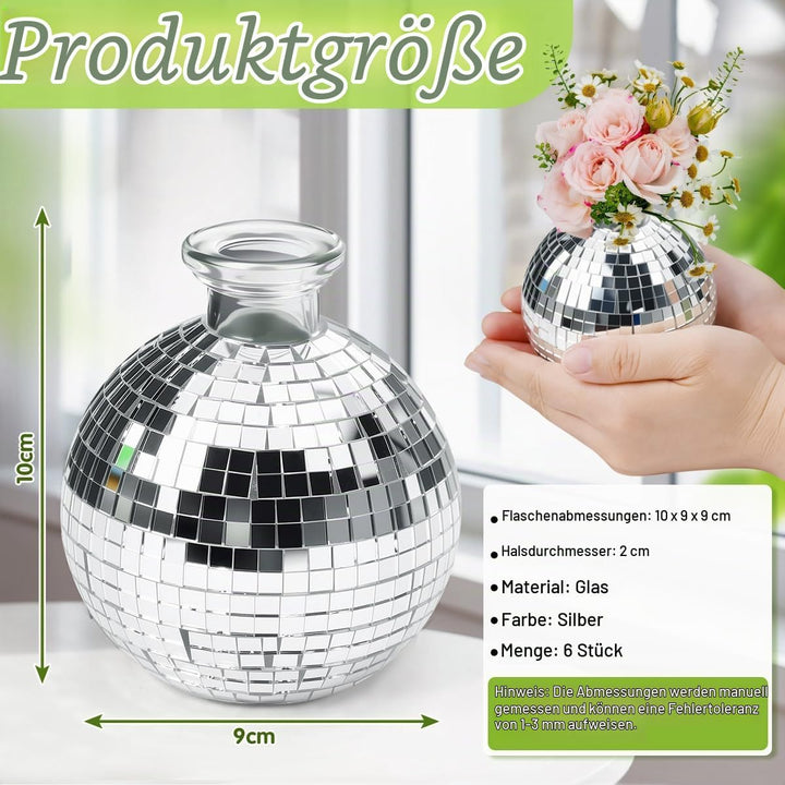 6 Stück Disco Ball Vase Deko Kugel Discokugel Blumentopf Vase Disco Kugel Pflanzentopf Discos Ball P