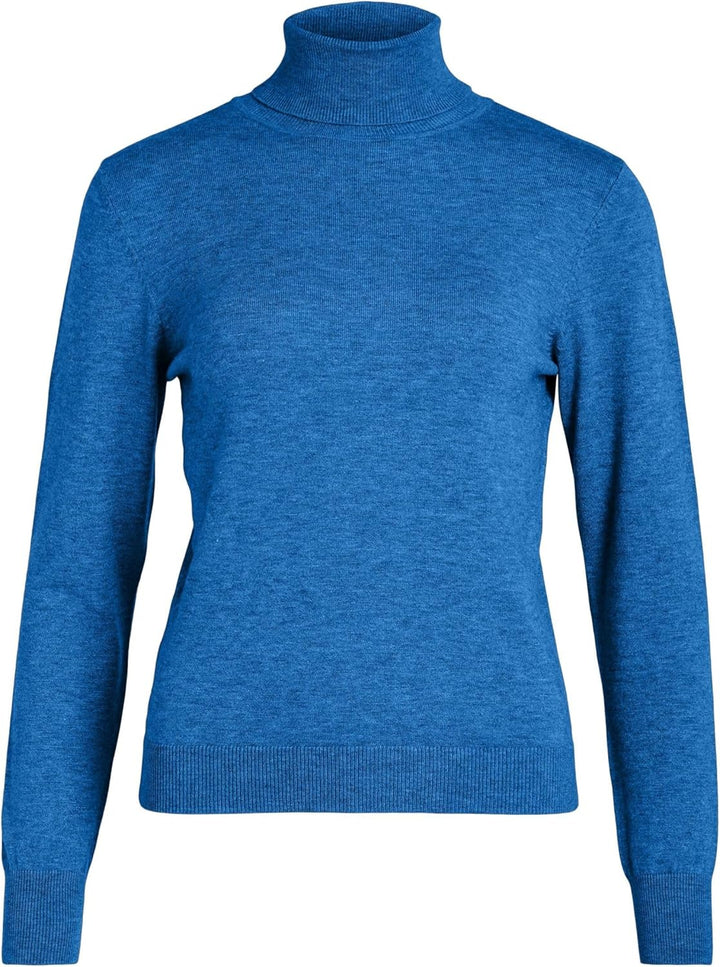 Vila Damen Vicomfy L/S Rollneck Knit Top/Su/Pb Strickpullover M Lapis Blue/Detail:melange, M Lapis B