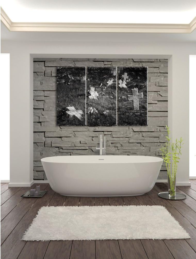 Pixxprint Friedhof als Leinwandbild/Grösse: 3 Teilig (120x80) cm/Wandbild/Kunstdruck/fertig bespannt