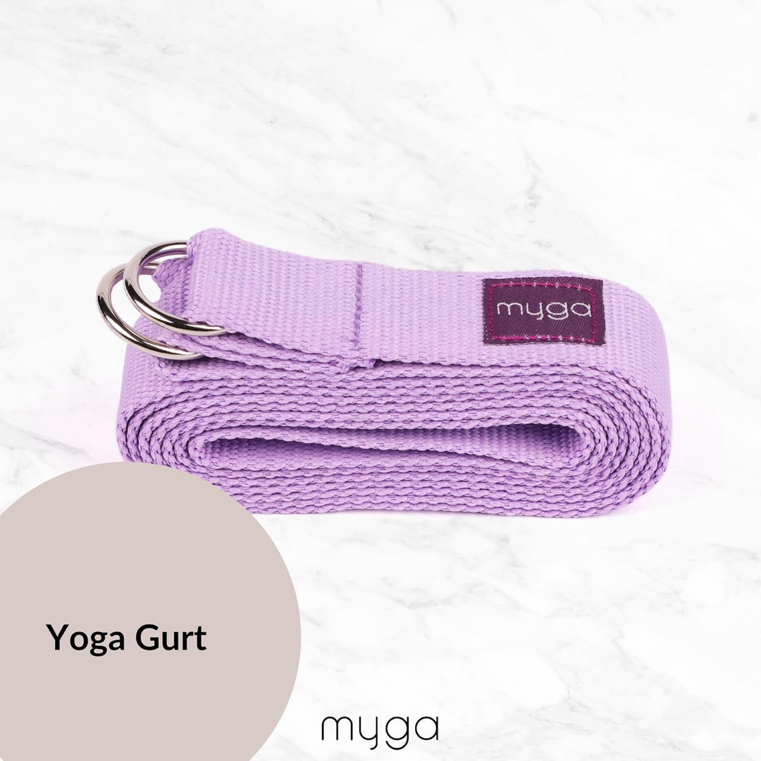 Myga Yoga Starter Kit | Komplettes Set mit Yogamatte, Yogablock & Gurt | rutschfest & Unterstützend