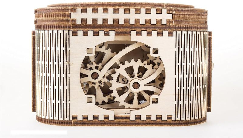 UGEARS Holz-Schatzkiste mit Schlüssel (geheimes verstecktes Puzzle) – Vatertagsgeschenk, DIY-Modell-