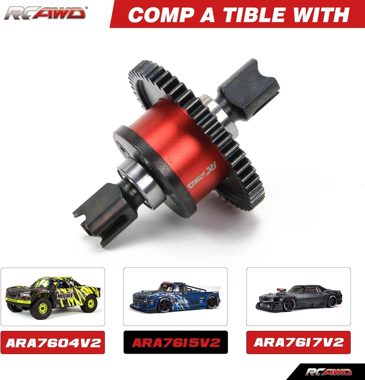 RCAWD Aluminium Center Diff Set, mit 40CrMo Hauptdiff-Getriebe 50T SPIRAL für Arrma 1/7 1/8 6S RTR H