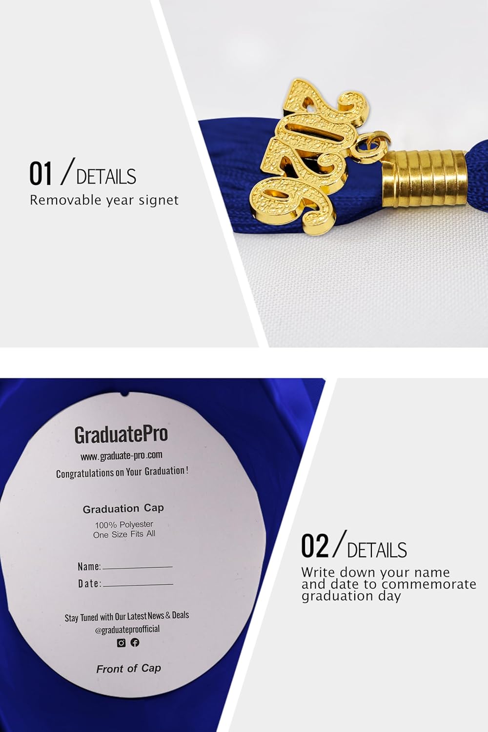 GraduatePro Abschluss Talar Doktorhut 2026 Absolventen Graduation Abschluss Bachelor Hut Abschlusskl