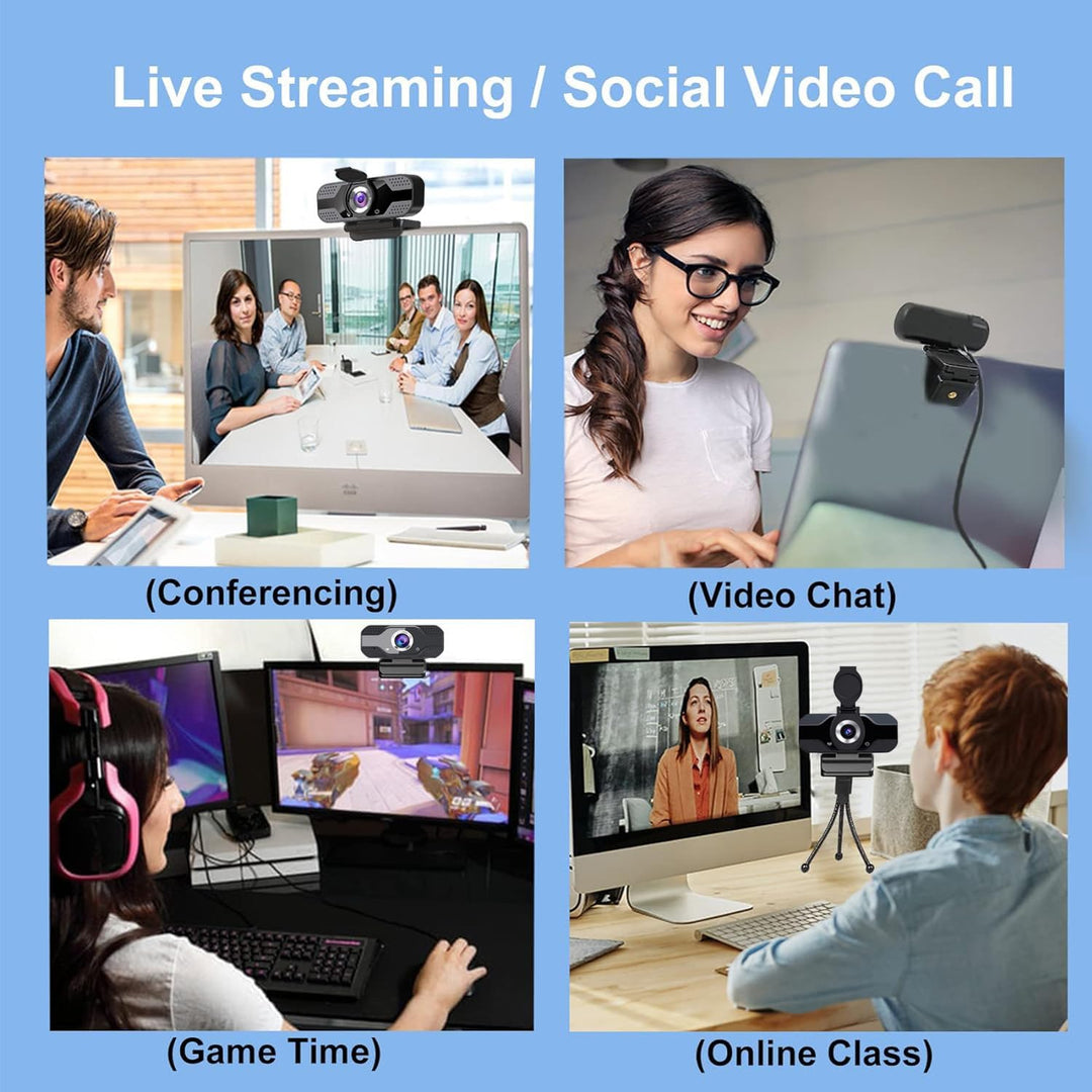 Webcam Full HD 1080P für Videoanrufe, Aufnahmen, Studium, Webkonferenzen | mit Stativ und Webcam Abd
