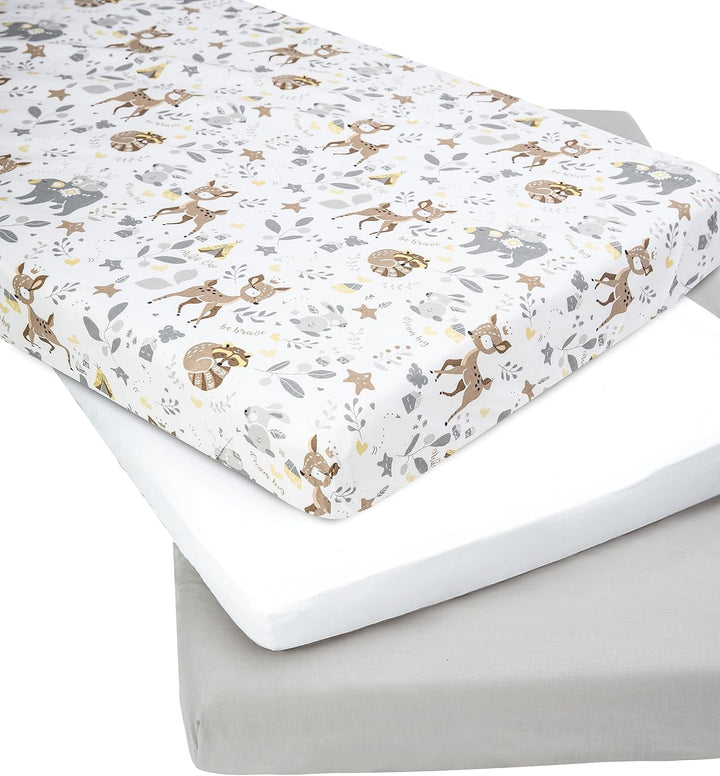Medi Partners 3er-Set Spannbettlaken Spannbetttuch 60x120cm 100% Baumwolle Baby Bettwäsche Babymatra