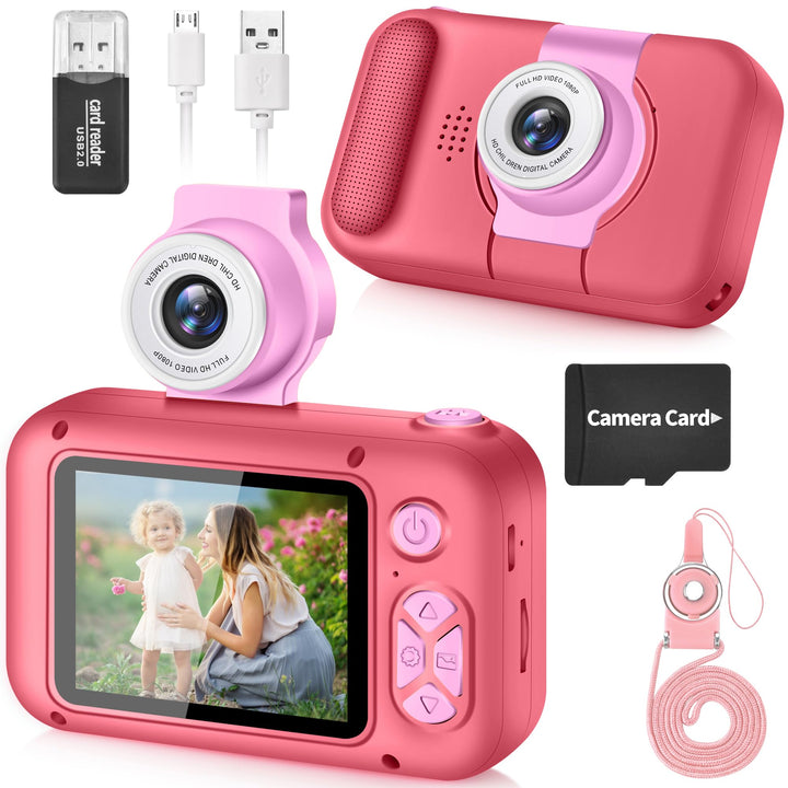 ARNSSIEN Digitalkamera für Kinder Kamera,2,4" IPS Kinderkamera mit 180°Flip | 1080P videokamera &amp; Se