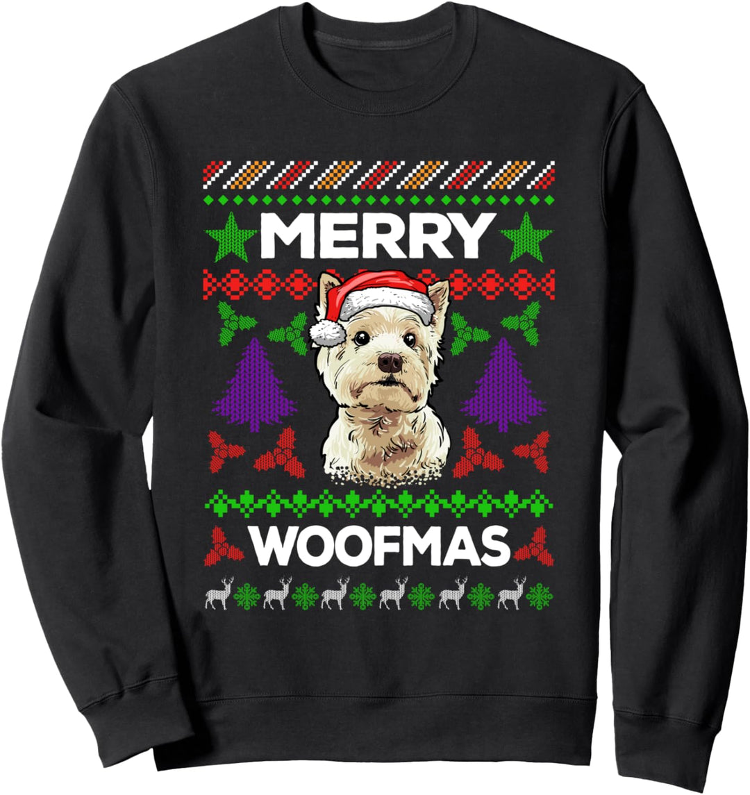 Merry Woofmas Ugly Sweater Weihnachten West Highland Terrier Sweatshirt