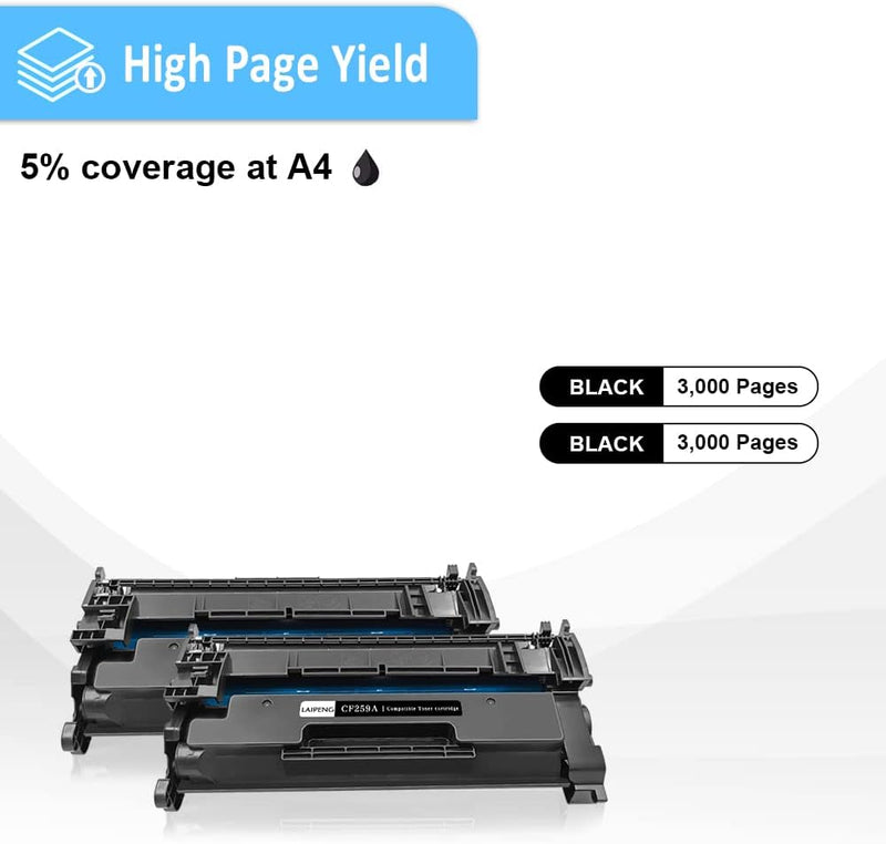 2 Packungen Kompatible Tonerkartusche 59A CF259A Standard Kapazität 3000 Seiten für HP Drucker M304a