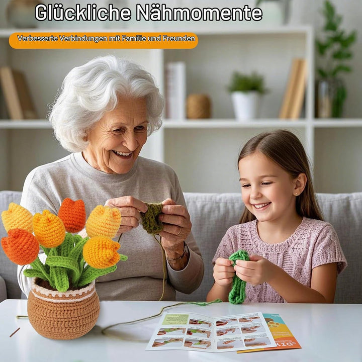 Lonsien Häkelset Kinder Tulpen Häkeln für Anfänger Komplett Amigurumi set Stricken für Anfänger Set