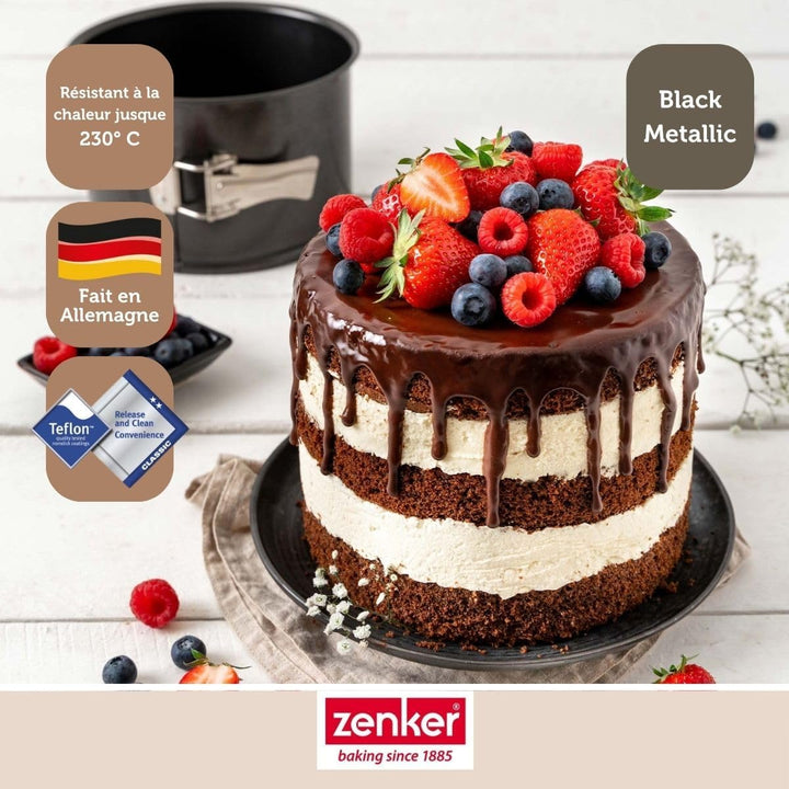 Zenker Springform Extra Hoch – 18cm Durchmesser – Black Metallic Stahlblech mit Antihaftbeschichtung