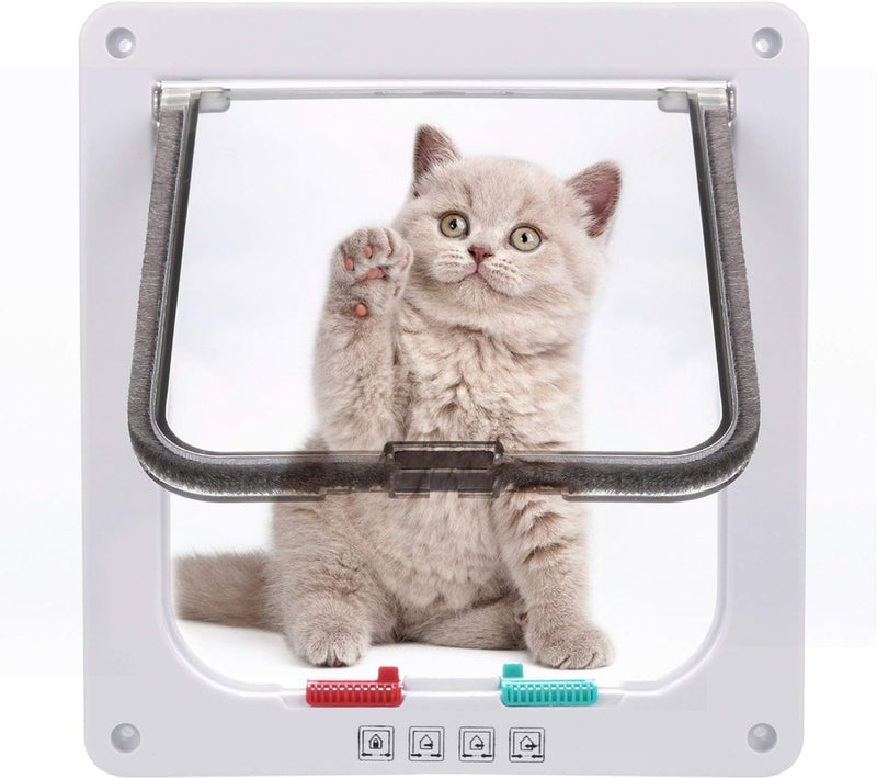 Sailnovo Katzenklappe 4-Way Magnetic Lock hundeklappe Haustiertüre Cat Flap 19 * 20 * 5.5cm Dog Cat