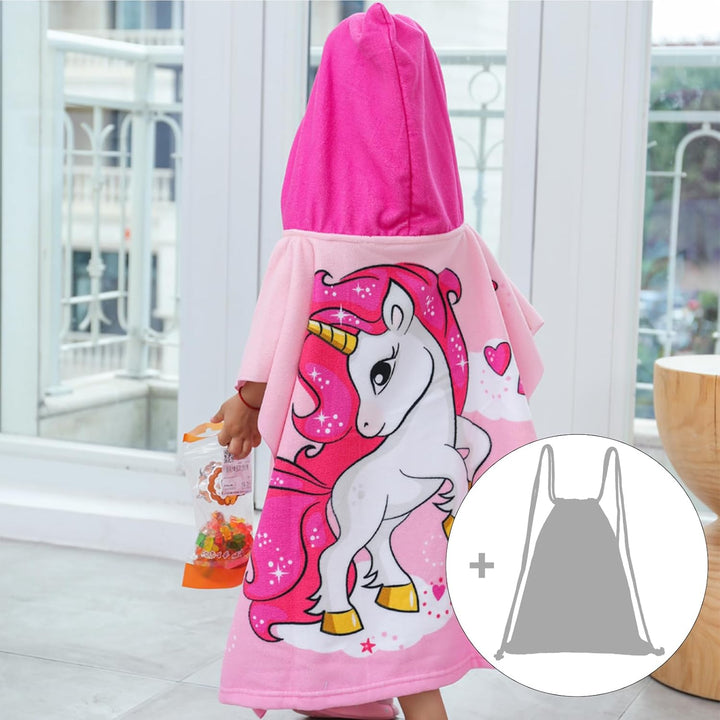 KAKU NANU Badetuch für Kinder, Strandtuch für Kinder, niedliches Motiv, Umhang, Poncho, für Kinder,