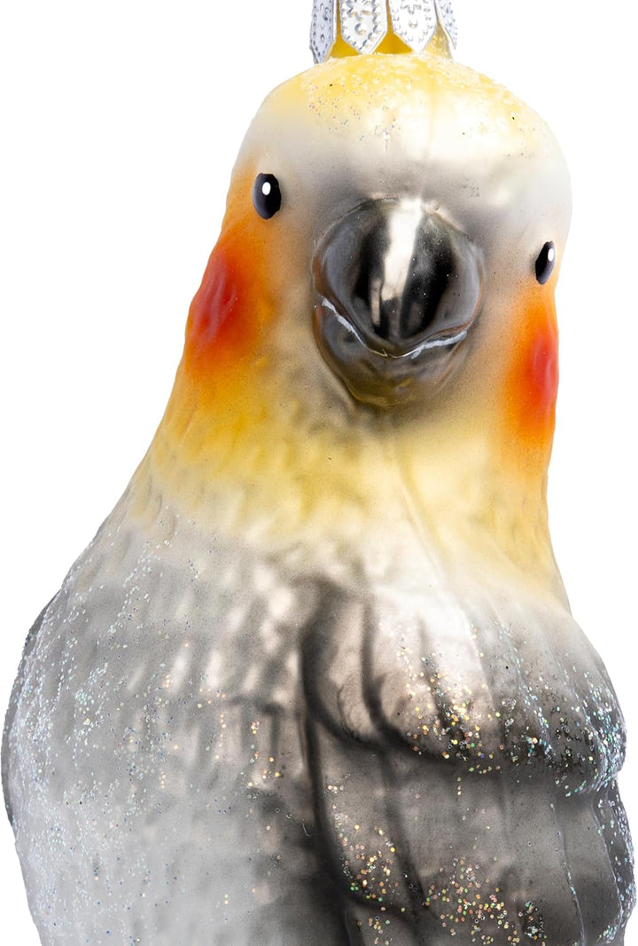SIKORA Nymphensittich (grau) besondere Weihnachtskugel Glas Christbaumschmuck Deko Figur Weihnachten