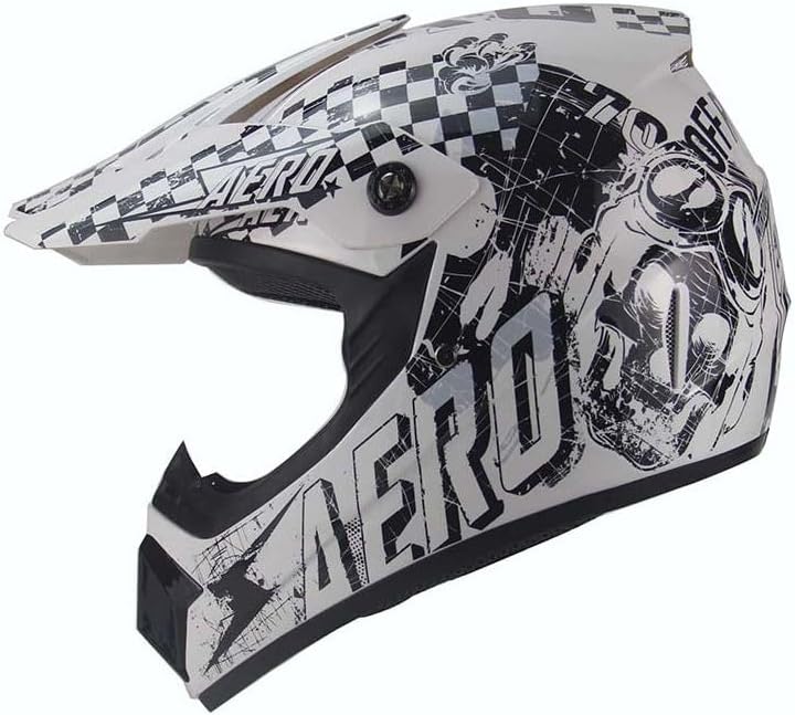 Kinder Crosshelm Skeleton AHP – Motorradhelm für Kinder, ABS-Schale, robuster Kinderhelm für Downhil
