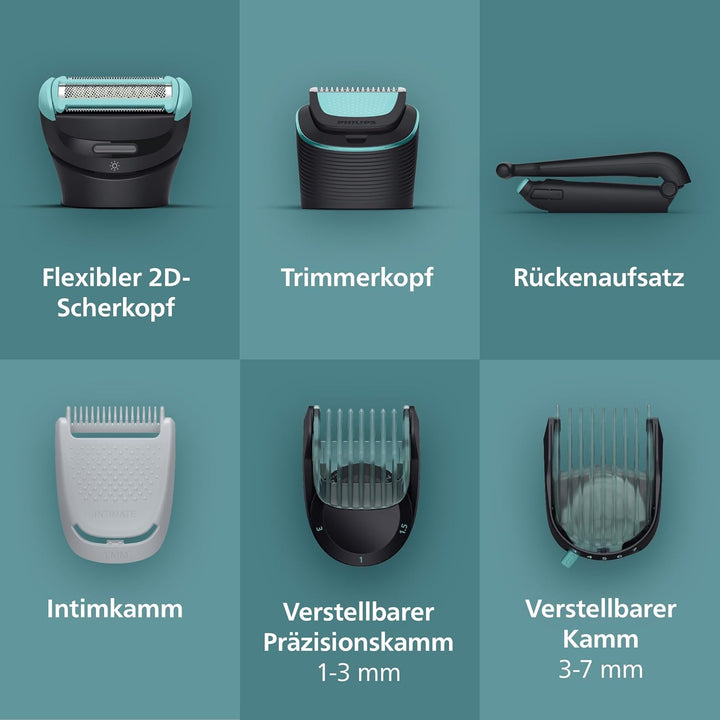 Philips Bodygroom Series 7000 – Trimmer für Männer, flexiblem 2D-Scherkopf Dreifachschutz -austausch