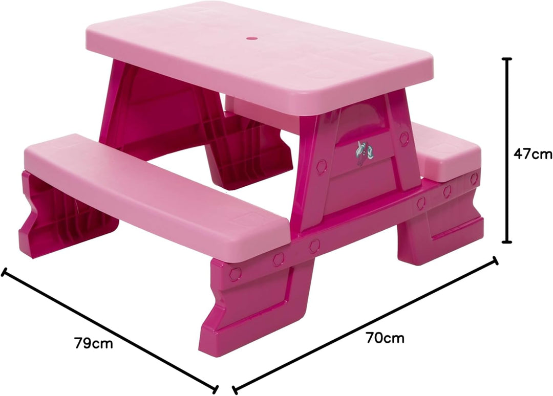 Kinder Sitzgruppe Picknick Sitzgarnitur Outdoor Bank Tisch Kombi pink Rosa, Rosa