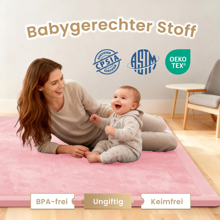 ACOMOPACK Baby Spielmatte aus 3,5 cm dickem Memory-Schaumstoff, 180x 200 cm, Kinder Laufstallmatte f