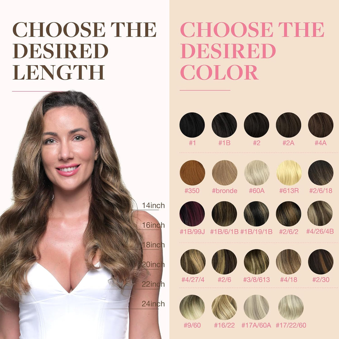 GOO GOO Tape in Extensions Echthaar, Balayage Schokoladenbraun Gemischter Honig Blond 20pcs 50g 35cm
