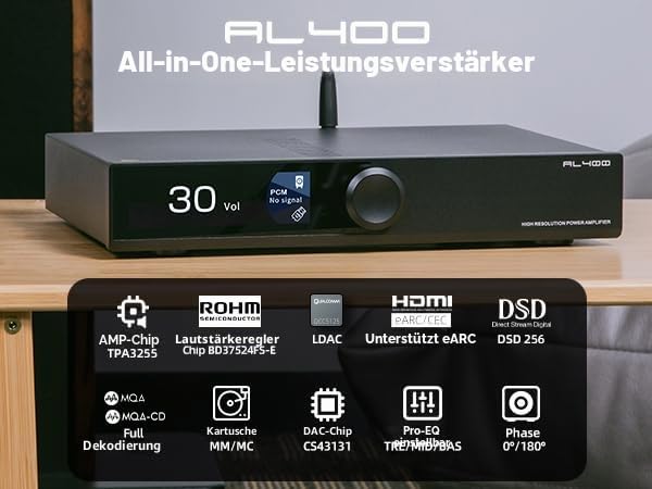 SMSL AL400 DAC Foto-Verstärker, Leistungsverstärker, CA43131 Dekodierungschip, 4-stufiger Tiefpass/5