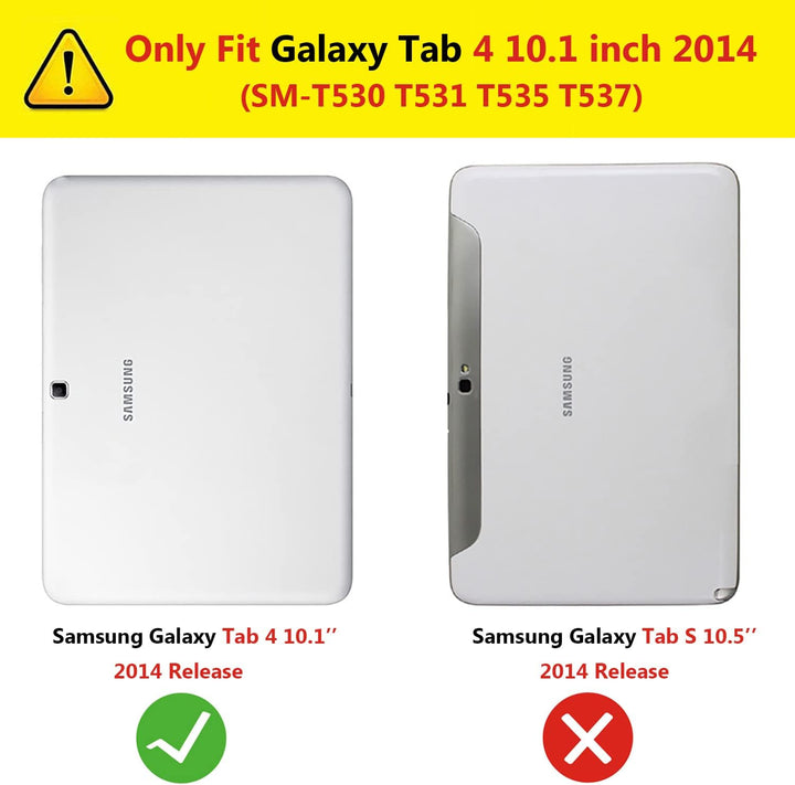 Hülle für Samsung Galaxy Tab 4 10.1 inch 2014 (SM-T530 T531 T535 T537),PU-Leder Weich Silikon Rückse
