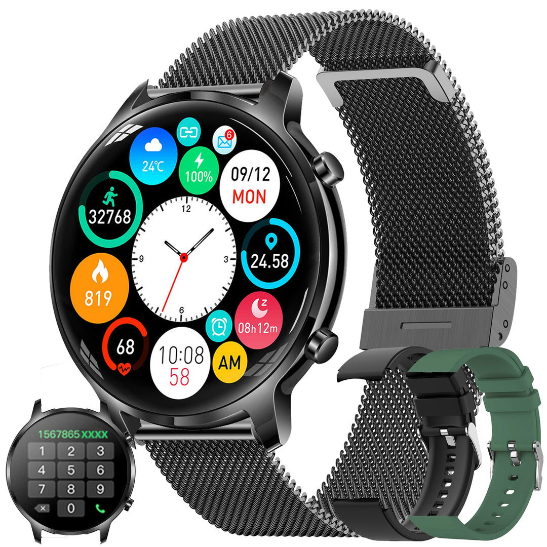 Smartwatch Herren mit Telefonfunktion, 2022 1,32" HD Voll Touchscreen Armbanduhr Damen Smartwatch mi