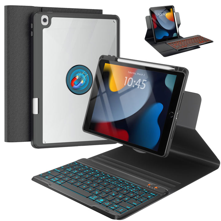 OYEEICE Hülle mit Tastatur für iPad 9/8/ 7 Generation 10,2 Zoll, Vergrösserte Anti-Falloff Tastenkap