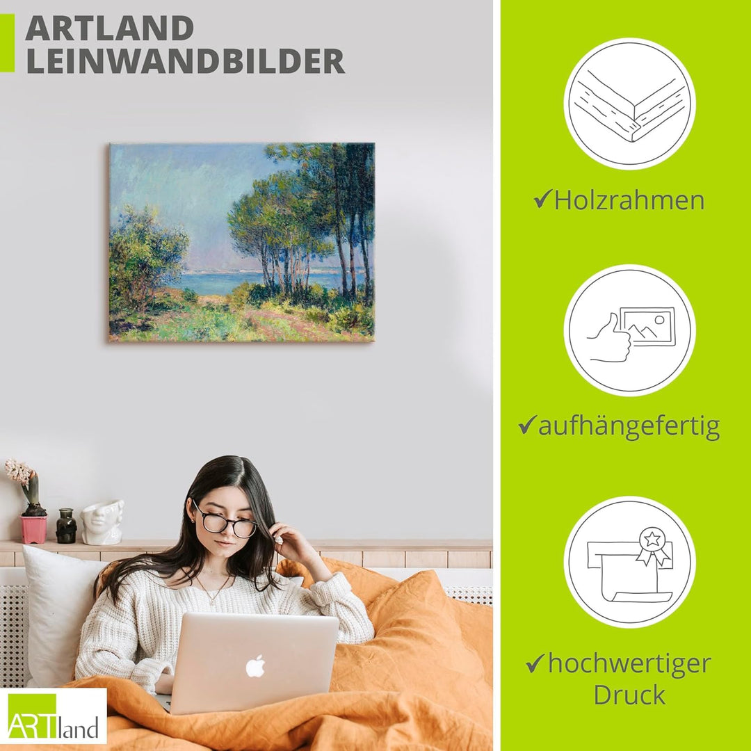 ARTland Leinwandbilder Wandbild Bild auf Leinwand 40x30 cm Wanddeko Landschaften Bäume Meer Sommer D