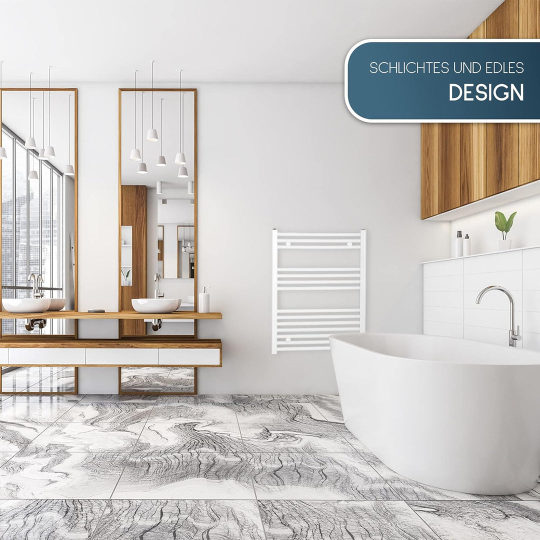 anapont elektrischer Badheizkörper 775x400 - weiss gerade - Timer-Funktion - Handtuchheizkörper - Ba