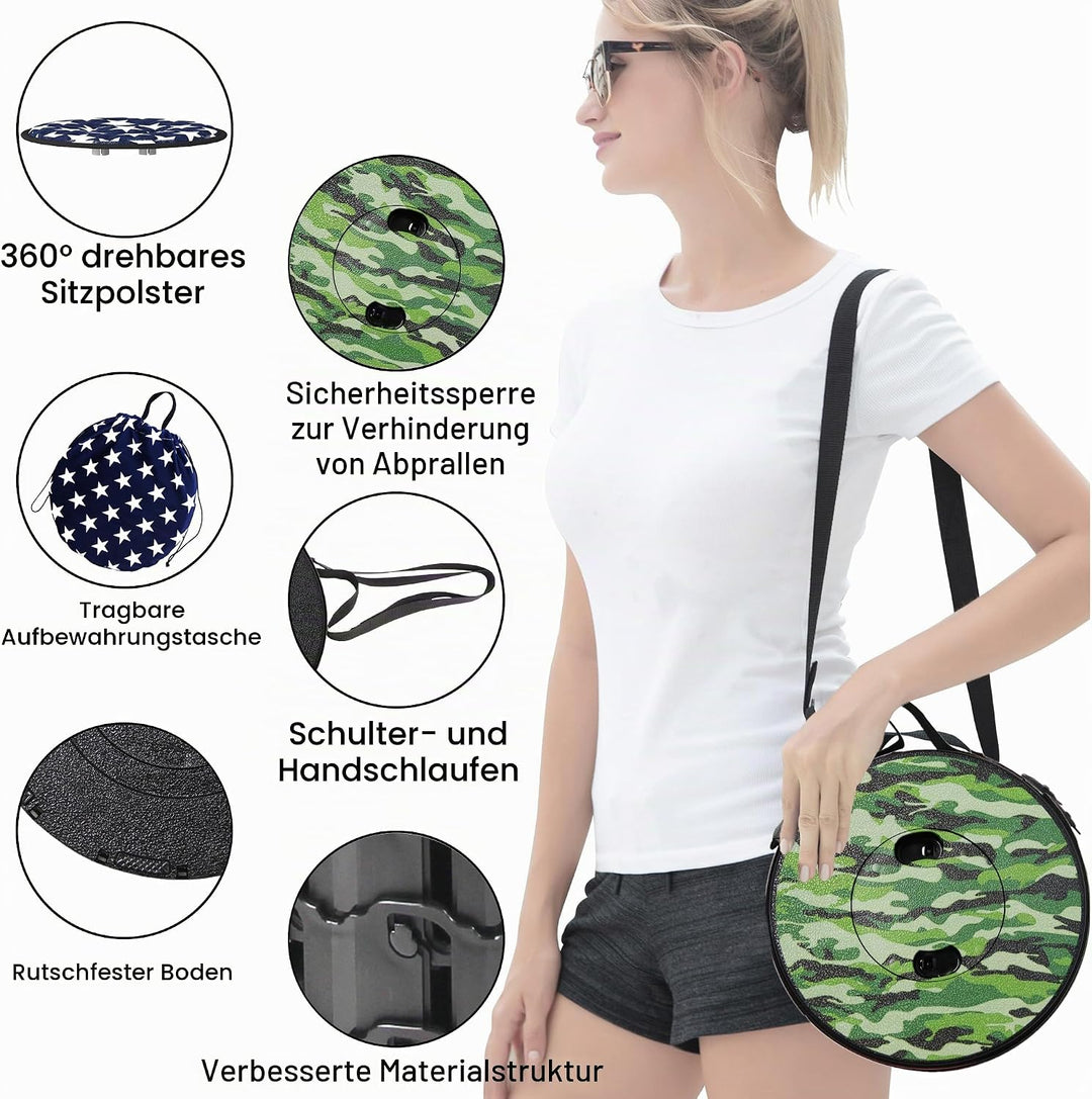ALEVMOOM Tragbarer Klapphocker mit Kissen,Camping Hocker Teleskophocker,Klappbarer Hocker,Mini Leich