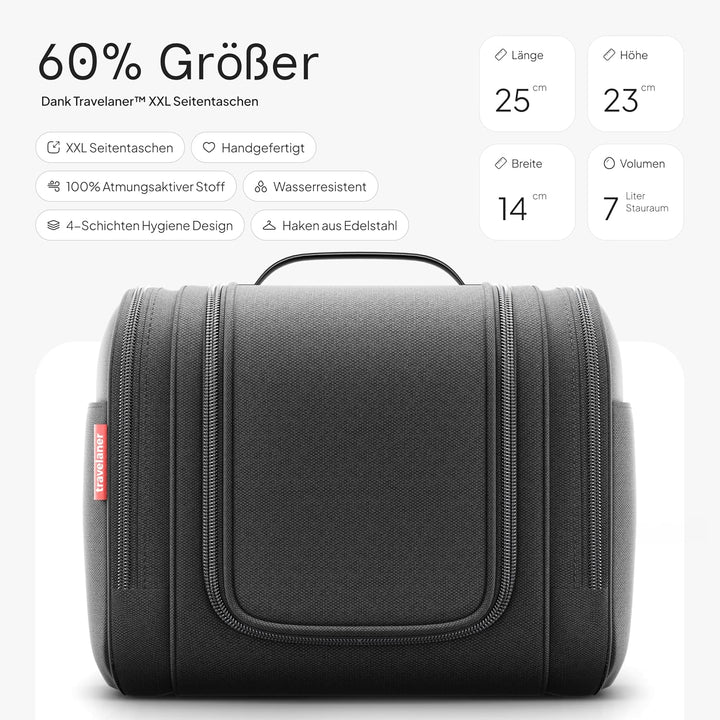 Travelaner® Kulturbeutel Design 2026, 3-in-1 Kulturtasche zum Aufhängen mit 7 Liter Stauraum für Dam