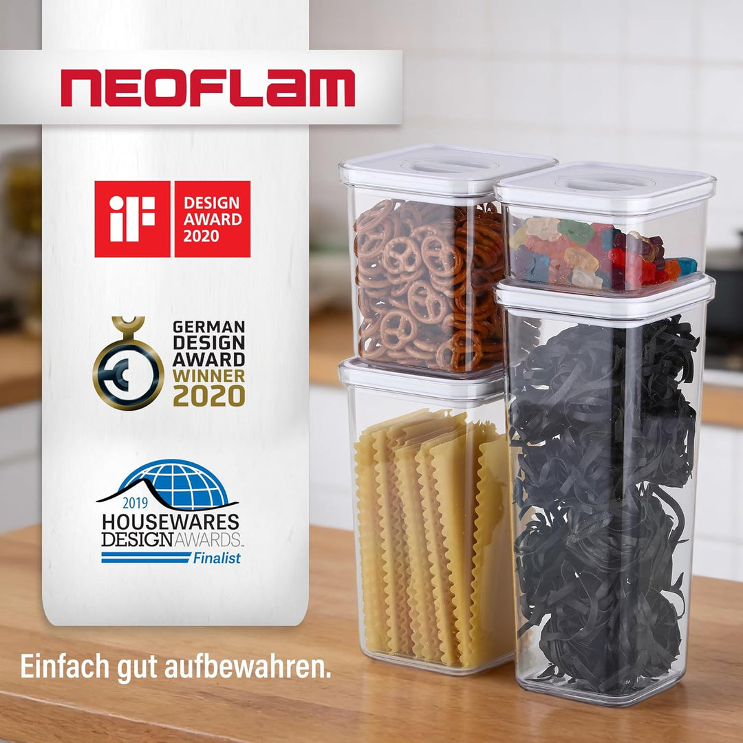 Neoflam® Vorratsdosen mit Deckel luftdicht &amp; Einhanddrehverschluss, 4er Set Vorratsbehälter BPA-frei