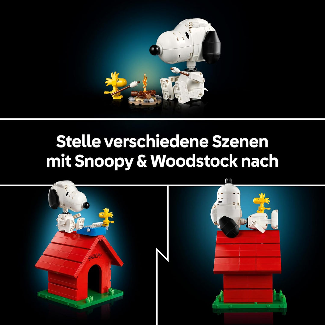 LEGO Ideas Peanuts: Snoopys Hundehütte - Modellbau für Erwachsene Snoopy und Woodstock Figuren - DIY