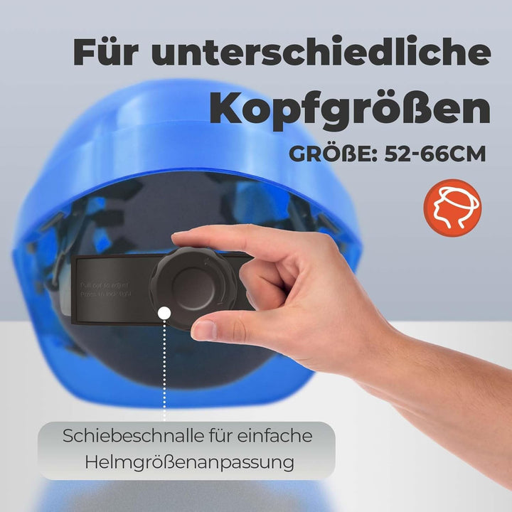 Bauhelm EN397, Mustbau Sicherheitshelm, Arbeitshelm Schutzhelm mit DIY Steckplätze für 53-65 cm Kopf